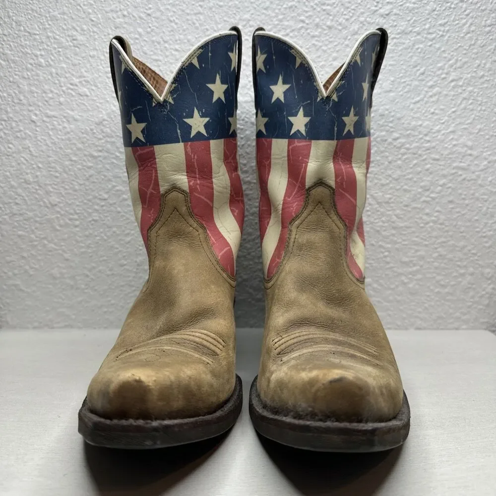 Ariat Circuit Patriot Womens Brown Leather American Flag Western Boots 10019950 - Picture 3 of 7